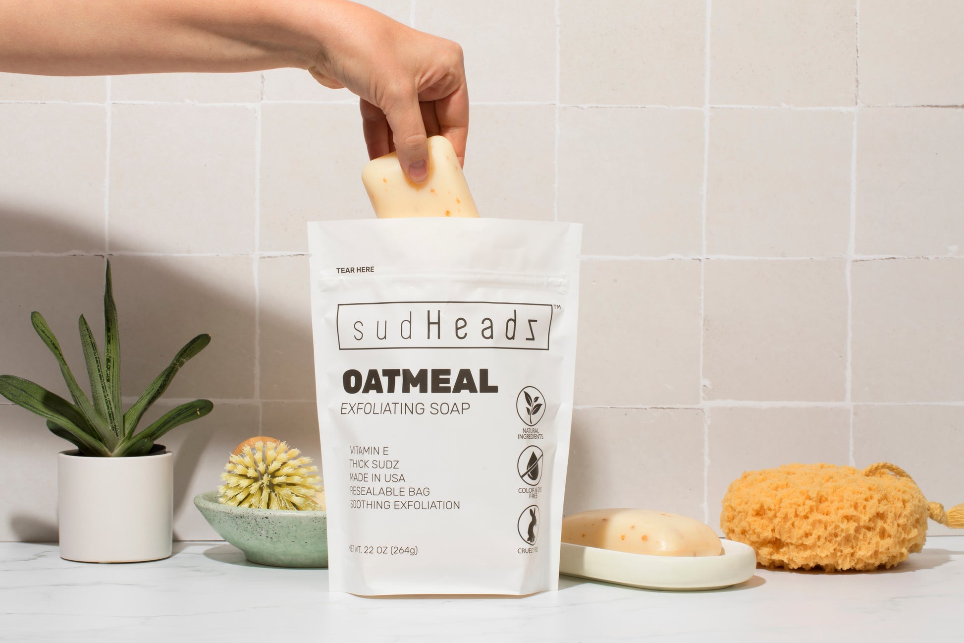  sudHeadz All Natural Oatmeal Bar Soaps - Face and Body  Exfoliating Scrub with Colloidal Oatmeal - Paraben & Sulfate Free  Moisturizing Wash for Dry Skin, Psoriasis, Eczema, and Sensitive Skin 